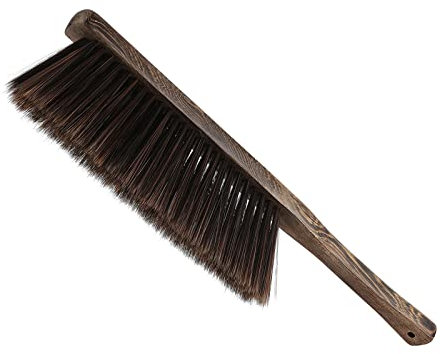 Warooma Kleine Staubbürste mit Holzgriff, Handbesen, weiche Borsten, Staub-Haarreinigungsbürste für Bettwäsche, Kleidung, Sofa, Teppich (grau)