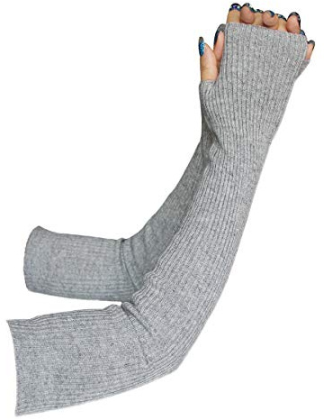 Share Maison - Manicotti da donna con foro per il pollice, in lana cashmere, elasticizzati, senza dita - Grigio - M
