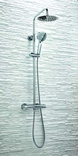 Serena Round Thermostatic Shower System Slide Rail Kit with Rainshower Head