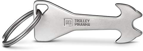 FABACH Trolley Piranha in metallo argentato – chip per carrello della spesa – chip per carrello della spesa – chip estraibile, non rimane bloccato nel blocco dei pegni, argento, 1 Trolley-Piranha