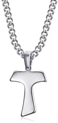 BOBIJOO JEWELRY - Anhänger Halskette Kreuz Tau von Saint Anthony Knight T Stahl Silberkette