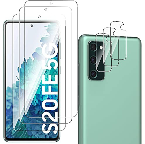 QULLOO Schutzfolie für Samsung Galaxy S20 FE / S20 FE 5G, 3 Stück Displayschutzfolie mit 3 Stück Kameraschutz [9H Härte Gehärtetes Glas ][HD Klar Schutzglas][Anti-Kratzen Folie]