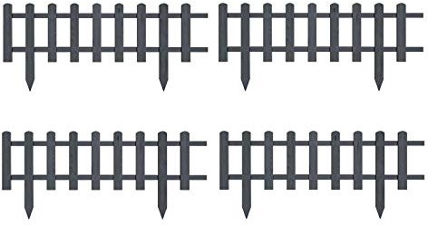 Recinzione in legno impregnata impermeabile, recinzione anteriore da giardino, mini recinzione ornamentale da giardino (4 pezzi, 60 x 40 cm, grigio)