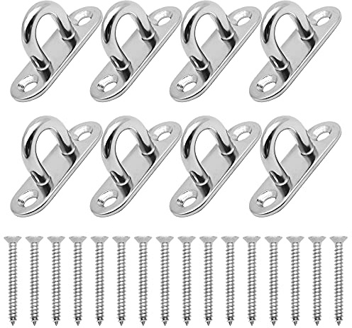 YancLife Augplatte Edelstahl, 8 Stück 5MM Haltbare Wandhalterung Klemmhaken Metall Befestigung Ring Befestigungshaken mit Schraube für Aufhängen von Gegenständen, Markisen, Bootszubehör, Hängesessel