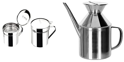 Ibili 700001 - Grasera Inox Promo-Carne 0,50 Lt., 1 Unidad + Clásica - Aceitera Inox 18/10, 0.5 Litros