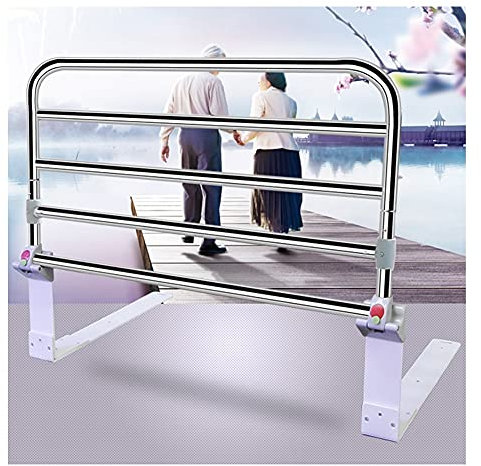 YYFANGYF Bettgitter Klappbar Für Ältere, Faltbares Geländer Für Seniorenbett Aufwachhilfe Stand-Up-Booster Absturzsicherung Am Bettrand Für Ältere Schwangere (Color : Silver, Size : 60cm)