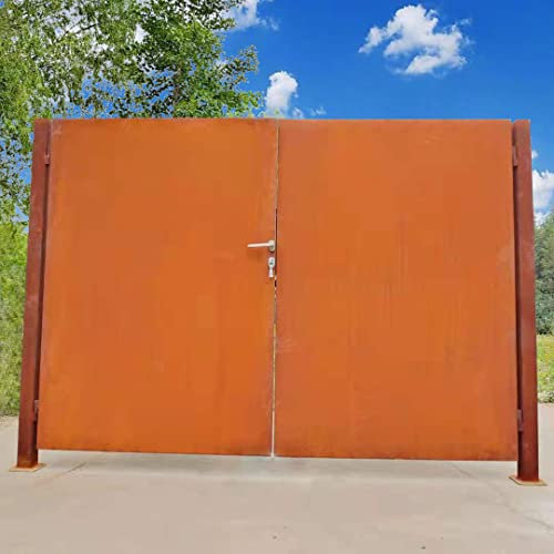 Patina Garden Gate Swing Gates Made of Metal 1.2 mm Grate Including Door Lock (Stainless Steel Material) Including Posts, L272 x H190 cm Handmade Sample 7