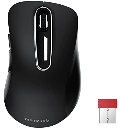 memzuoix USB-mus 2.4GHz, Optisk Trådad Mus 1400 DPI med Mini USB-mottagare, 5 Knappar och Batteridriven för Laptop, Stationär Dator, Macbook - Svart