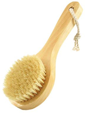 Short Handle Body Brush, Natural Bristles Wooden Bath Brush Shoulder Back Exfoliating Dry Brushing Skin Care