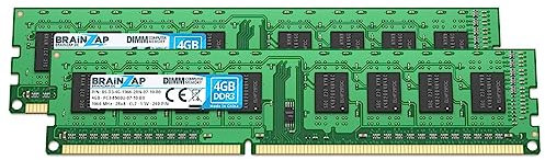 BRAINZAP 8GB (2X 4GB) DDR3 RAM DIMM PC3-8500U-07-10-B0 2Rx8 1066 MHz 1.5V CL7 - Memoria RAM para ordenador