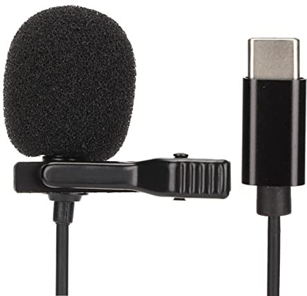 Micrófono Lavalier Profesional, Tipo C con Cable Lavalier Clip de Solapa en el Micrófono, Reducción de Ruido Inteligente, Micrófono Lavalier Omnidireccional para Youtube, Entrevistas, Videos, Etc.