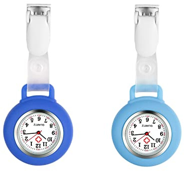 Avaner Krankenschwesteruhr Silikon Schwesternuhr mit Clip: Taschenuhr Krankenschwester Schwesteruhr Pflegeruhr Ansteckuhr FOB Analog Quarzwerk Uhr für Arzt Doktor Krankenschwester Damen Herren