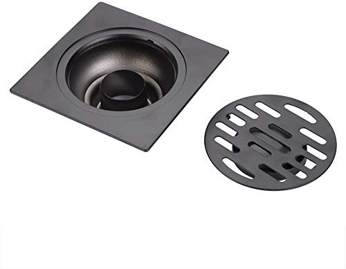 Siphon de Sol Carré pour Douche, Salle de Bain, Machine à Laver avec Couvercle Amovible à Motif Rond, Pieds de Nivellement Réglables en Acier Inoxydable pour Salle(Siphon de Sol pour Lave-Linge)