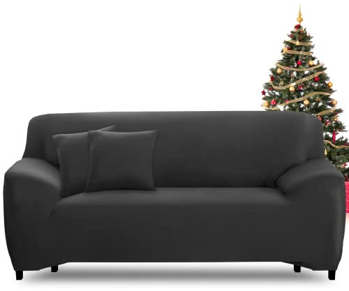 FIGOOO Fundas Sofa 3 Plazas Ajustable Funda para Sofá Elasticas Cubre Fundas de Sofá con Reposabrazos Extraíble Lavable Antimanchas Protector Sofa de Muebles(3 Plazas,Gris Oscuro)