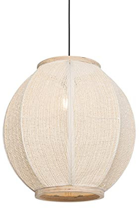 Qazqa Oriental Lámpara colgante oriental natural 46 cm - Rob Textil/Acero/Madera Ovalada Adecuado para LED Max. 1 x 60 Watt