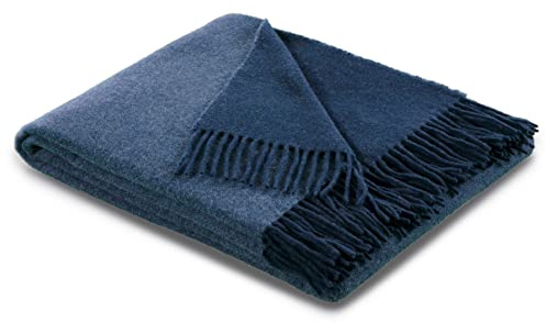 biederlack Plaid Schurwolle/Kaschmir Jeans-Marine Größe 150x200 cm