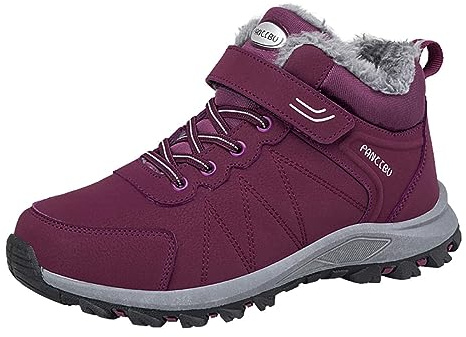Moudn Snow Boots Womens Warm Fur Lined Winter Ankle Boots For Women Anti-Slip Lace- Up Walking Shoes Outdoor Hiking Trekking Shoes