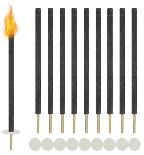 XINZI 100 min Brennzeit Wachsfackeln für Draußen Garten Fackeln aus Natürlichem Wachs 72cm Gartenfackeln mit Extra Langem Griff & Handschutz Tragbare Fackel für den Garten Hof Camping (50 Stück)