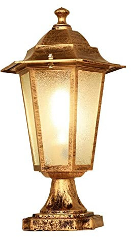 MODEBHD Traditionelle Victoria Antike Glaslaterne Tischlampe E27 Outdoor Säulenlampe Robuste wasserdichte Aluminiumsäule Villa Continental Patio Park Garten Straßenlaterne