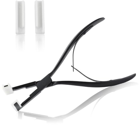 LEONTOOL Tape in Hair Extensions Pliers Stainless Steel Flat Surface Sealing Clamp Pliers Tools with A Pair of Nylon Replacement Tips, Hair Sealing Pliers Tape Extensions Pliers Tools for Women Hair