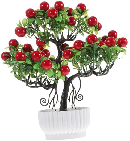 ifundom Artificial Fruit Tree Faux Potted Plant Desktop Fake Bonsai Home Office Decor Small Fake Plants for Desk Plastic Plants for Hotel Cafe Restaurant Photography Scenes 10.24X10.24X3.35In
