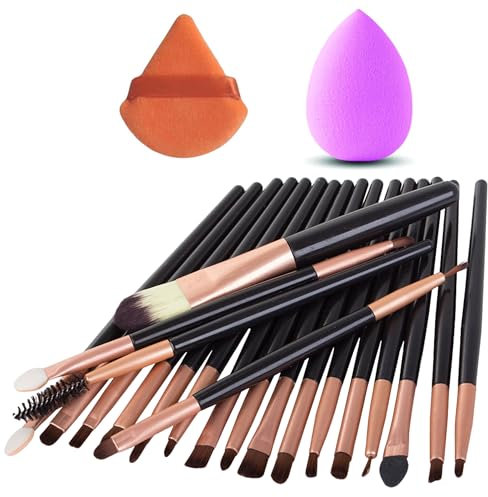 PARENCE.- Set trucco 22 pezzi - 20 pennelli trucco circa 14 cm, 1 spugna frullatore, 1 piumino da cipria - Trucco, set completo, versatile