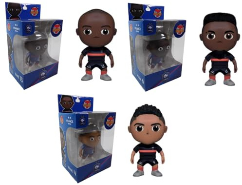 Lot de 3 Figurines de Foot 10 cm, Equipe de France Champions du Monde 1998-2018 FFF - KANTE + Pogba + VARANE - Football 4+6+13 / EDF7