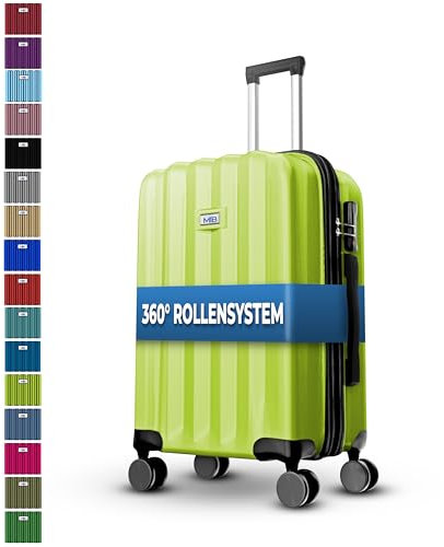 MY TRAVEL BAG Hartschalen-Koffer Trolley ABS Reisekoffer 4 Zwillingsrollen (Handgepäck-Mittel-Groß-Set) + 5cm Dehnungsfuge (Grün, Mittlerer Koffer (65cm))