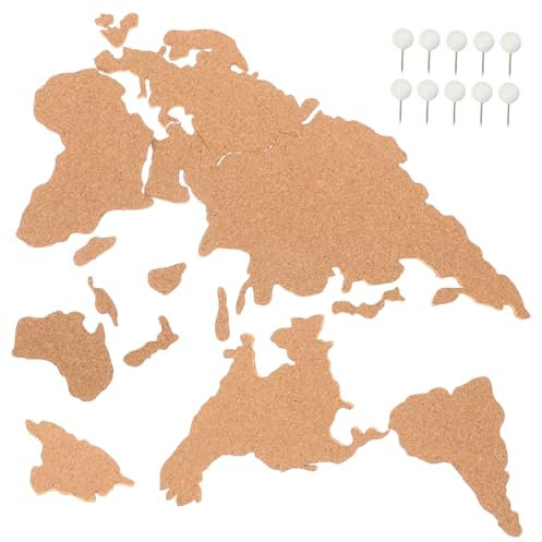 DIYEAH Rustikale Holz Kork Weltkarte Selbstklebend Korktafel Wandkarte Wanddekoration Fotohintergrund Wohndekor