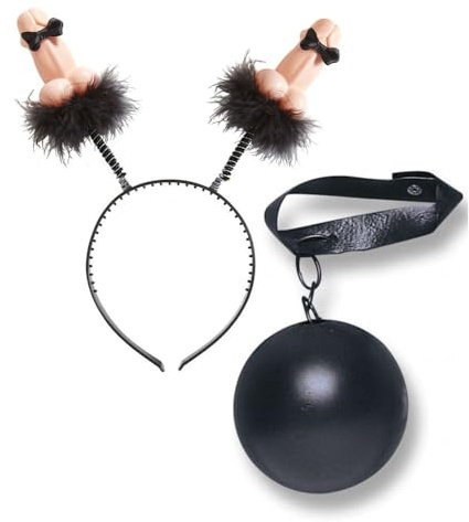 Haarreif mit Erbsen und Ball am Fuß für die Braut auf der heißen Party Junggesellinnenabschied sexy Gadget Party Erwachsene 18+
