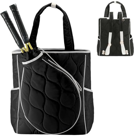 CCGTIOR 2-in-1-Tennis-Tragetasche & Tennisschläger-Rucksack – extra große, gesteppte Pickleballschlägertaschen, wasserabweisend und leicht, für Damen und Herren