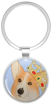 1080 Graphics Royal Corgi With Bunting Stainless Steel Keychain with Ring