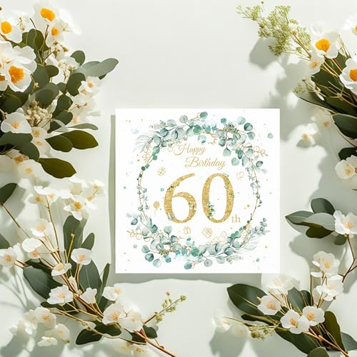 60. Geburtstag Deko Servietten - 40 Stück Servietten, Servietten Eukalyptus Grün, Happy Birthday 60 Servietten, Papierservietten für 60 Geburtsta Frau Geburtstag Feiern Party Jubiläum