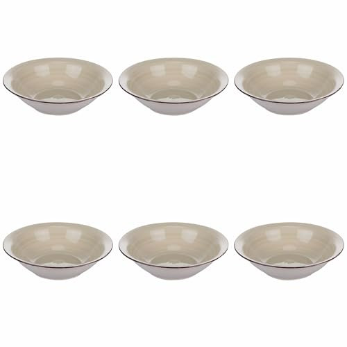 Set 6 piatti fondi Ø 21,2 cm in gres dipinto a mano, sabbia, 4 Toni