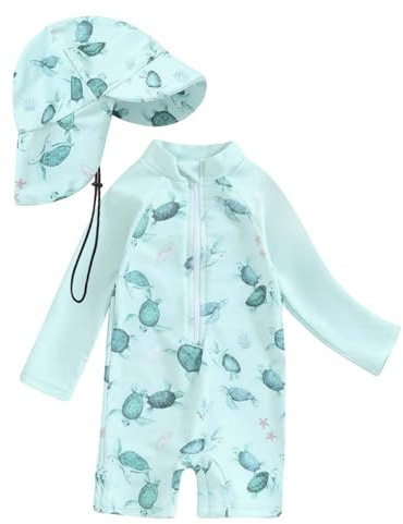 Traje de Baño Bebé UPF50+ con Capucha y Mangas Largas - Unisex, Tejido Secado Rápido para Protección Solar (0 Meses-4 años) 2025