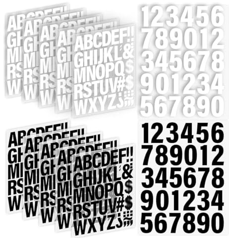 OUDQFCJ 12 Hojas 390 Piezas Letras y Números Termoadhesivos para Ropa, Grandes Letras de Vinilo para Transferencia de Calor con Alfabeto A-Z y Números 0–9 (5.1 cm)
