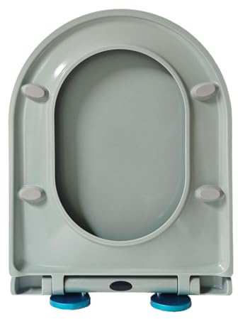 Giural Toilettendeckel Mit Absenkautomatik Grauer - WC Sitz D Form Klodeckel 46 X 36 Cm, Klobrille D Form Toilettensitz & WC-Deckel Für D Form Toilette, 360° Verstellbares Scharnier