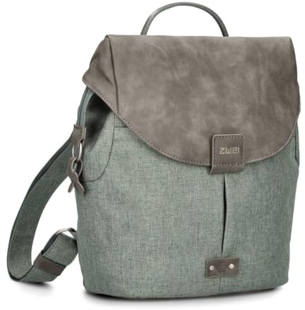 Zwei Damen City-Rucksack Olli OR8 kleiner Rucksack 5 Liter Lederoptik im Vintage-Style robust strapazierfähig wasserabweisend Hauptfach mit Reißverschluss (salbei)