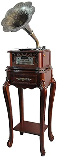 Record Player Vinyl Gramophone Retro Turntable with Wireless Speakers Table Stand 3.5Mm Aux-In/FM Radio/DVD Vintage Wood Phonograph-C recorder kxtmm