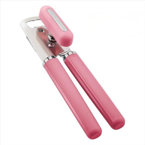 WildOath Tin Opener - Universal Can Opener for All Cans, Easy Grip, Smooth Operation with Built-in Bottle Opener (Pink)