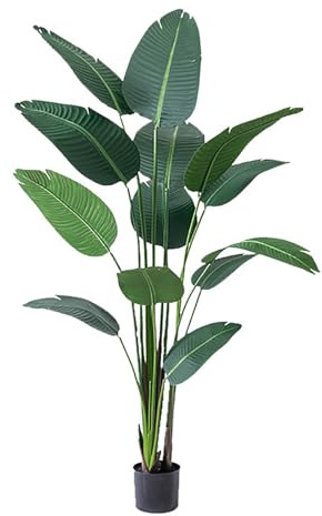 Banano Albero Finto Da Interno Con Aaso, Alta Finta Palma Tropicale Per Interno Esterno Con Foglie, Piante Finte Da Interno Grandi Finta, Per Letto Giardino Ufficio(90cm/3ft)