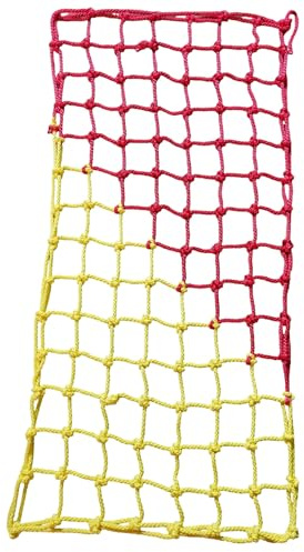 Kletternetz für Kinder Polyester Spielplatz Klettergerüst Netz Indoor Outdoor Strickleiter Krabbelnetz Fallen Schutz für Spielgeräte Baumhaus Hindernisparcours(Size:182*182cm(6*6ft),Color:rot/gelb)