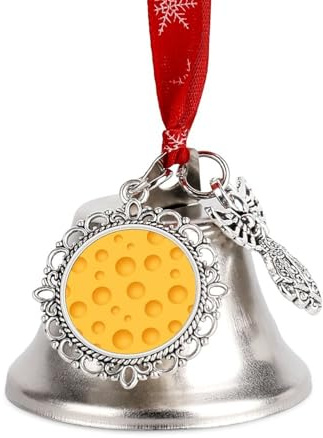 Yellow Cheese Pattern Premium Christmas Ornament，Lightweight Durable Festive Decor Wing Bell