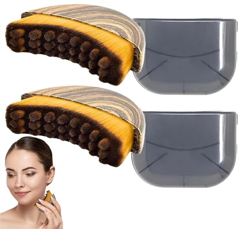 2 Stück Lymphatische Gesichtsbürste, Alpenfaser Contour Face Brush, Trockene Gesichtsbürste für Gesicht,Kinn und Jawline Sculpting Inklusive Reiseetui