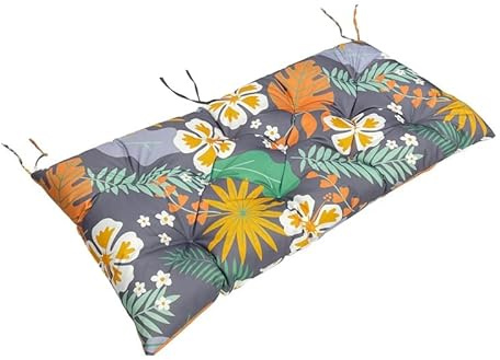 Cojín impermeable de 8 cm de grosor para banco de jardín de 2 plazas con correas antideslizantes, ideal para uso en interiores y exteriores, cojín acolchado para sillas de comedor y columpios (flor
