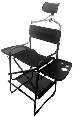 OPIGJUFD Vikbar regissörsstol bärbar hopfällbar strandstol för regissör och makeupartist, metall aluminium, modern trästol, 6 kg (With Headpillow)