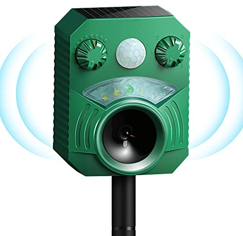 Ahuyentador de gatos, ahuyentador de martas por ultrasonidos, resistente al agua IP44, detector de movimiento, alcance de hasta 8 m (13,5 – 45,5 kHz), eficaz contra martas, gatos, perros, pájaros