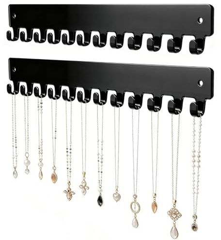 DoocliB 2 Stück Schmuckhalter Wand, Schmuckständer Schwarz | Schmuckaufbewahrung Acryl, Schmuck Organizer Hängend, Schmuckständer Ketten Aufbewahrung für Armband, Halskette, Ringe