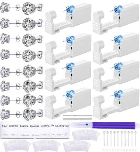 Srumvoat 37 Pcs Ear Piercing Gun Kit, Pain-less Ear Piercing Gun with Medical Grade Earrings Studs, Professional Aftercare Set with S925 Silver Stick, For Safe and Better Puncture Experience