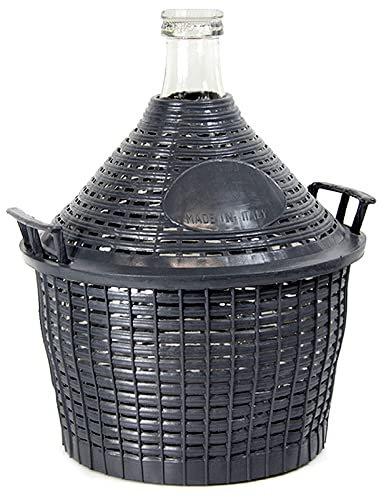 Garrafa para vino, Garrafa de cristal para vino con cesta de plástico, 7 tamaños, 15 litros